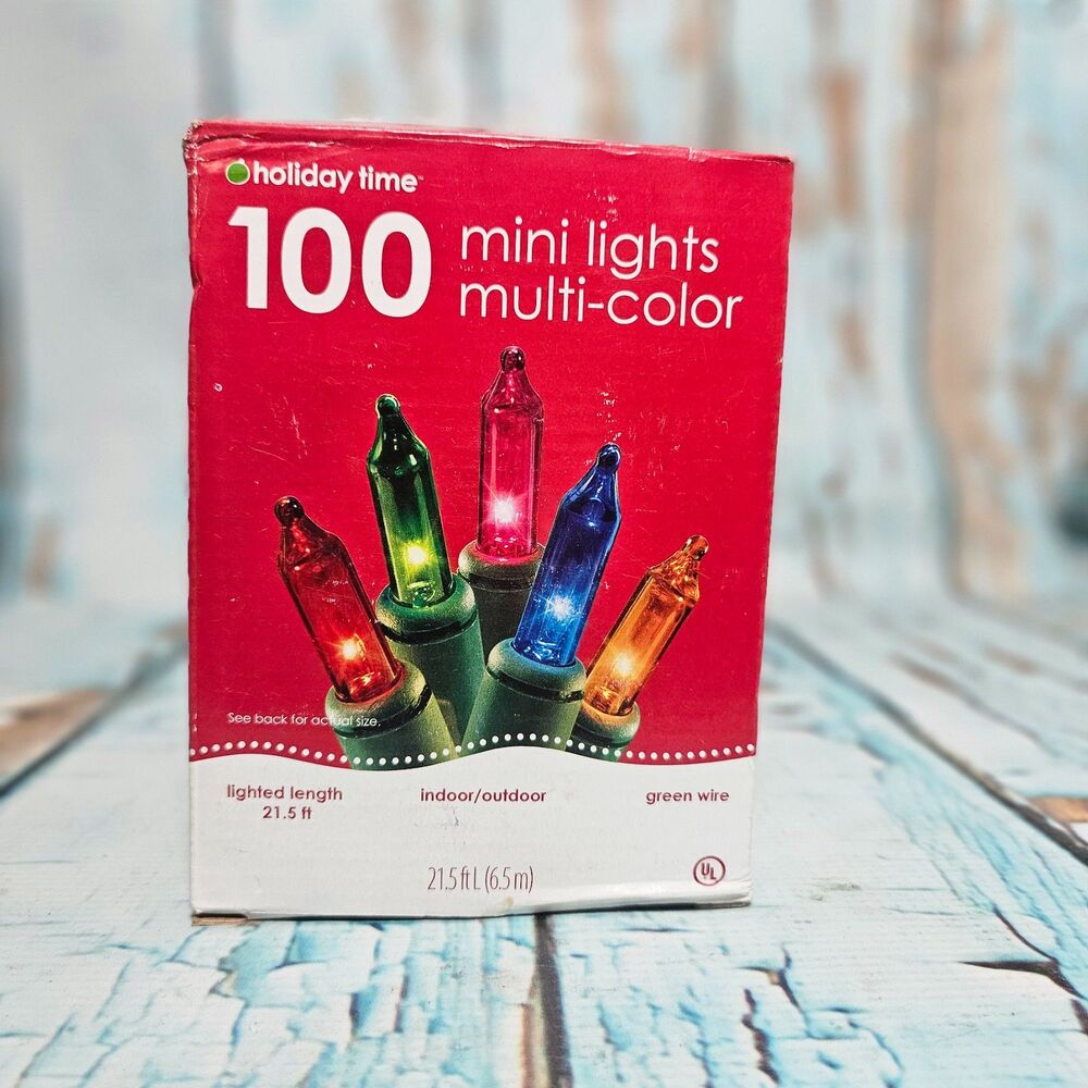 Holiday Time 100 Multicolor Mini Christmas Lights 21.5 Ft Green Wire New